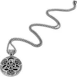 New! Stainless Steel Celtic Knot 2-Sided Pendant Necklace Box Chain